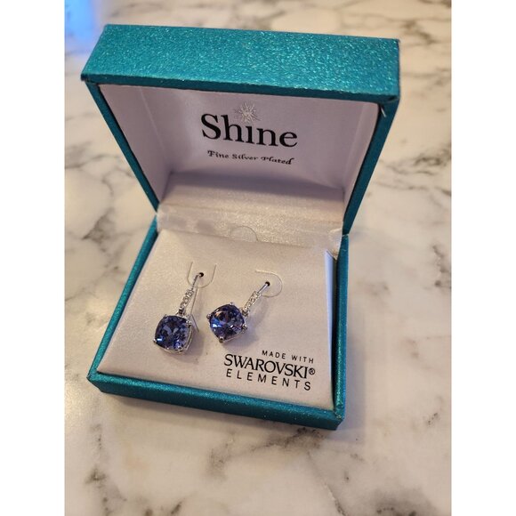 Shine Fine Silver-Plated Earrings Made With Swarovski Elements In Gift Box - Picture 2 of 6